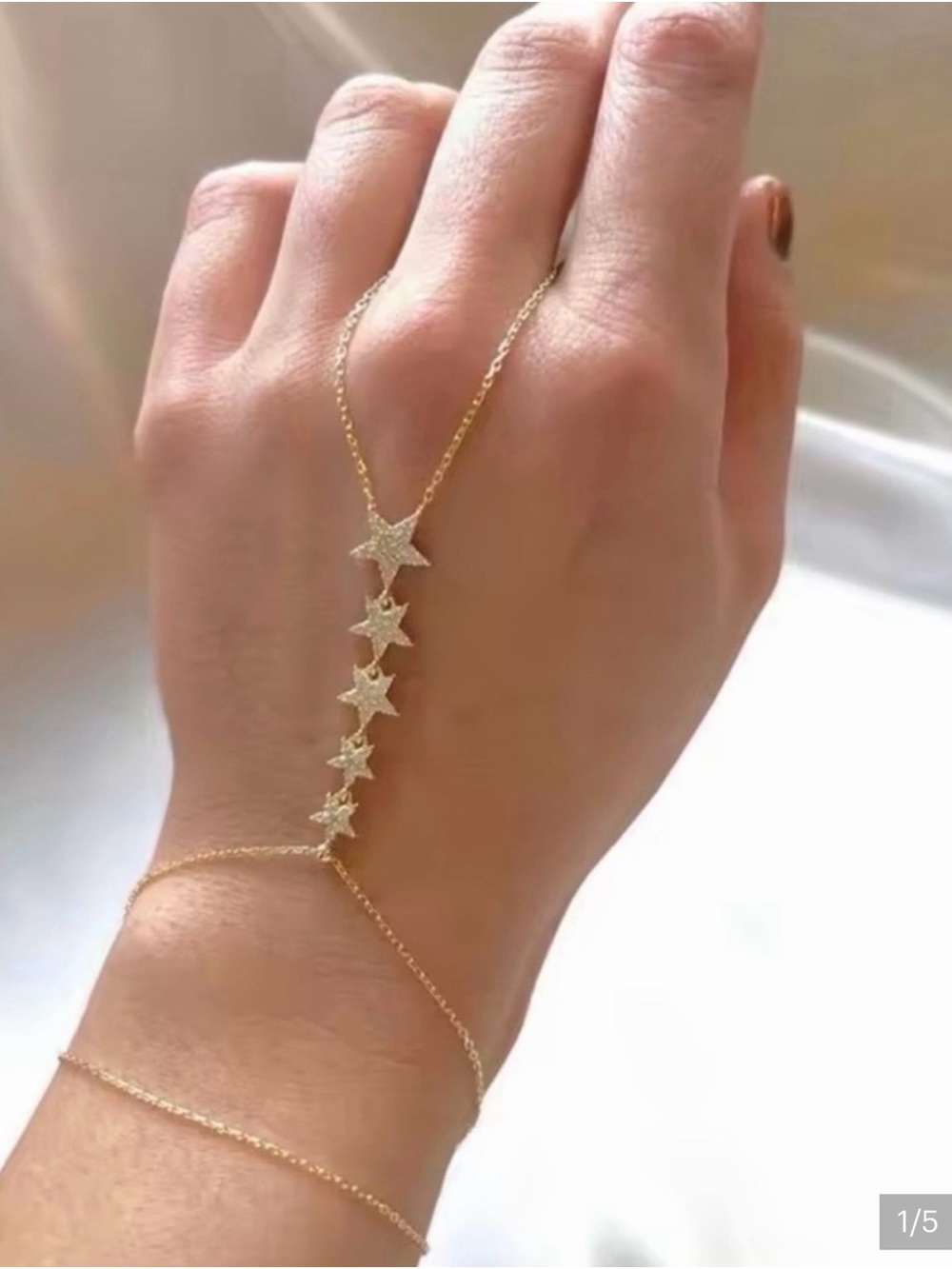 Gold Star Delicate Hand Chain Bracelet